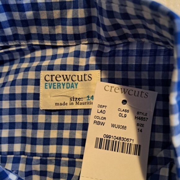 Crewcuts boys size 14 blue gingham button down shirt, blud and white, NWT - Picture 4 of 6